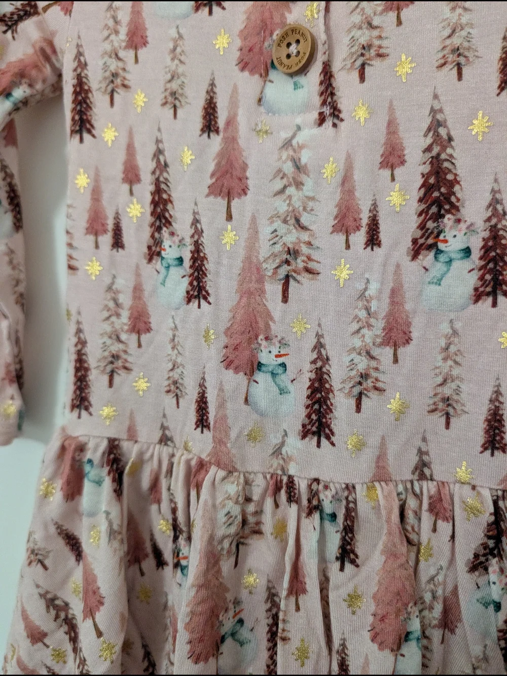 Posh Peanut Pink Christmas Tree Long Sleeve Twirl Bodysuit